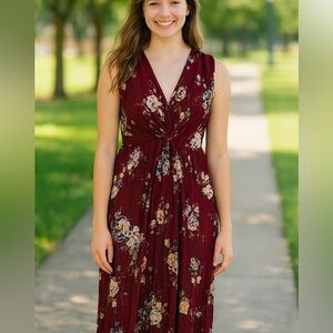 Lush Lidia Burgundy Floral Maxi Dress